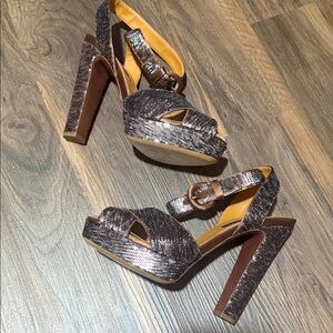 NWT. Ralph Lauren Purple Label Kellsie Sequined Platform Sandal